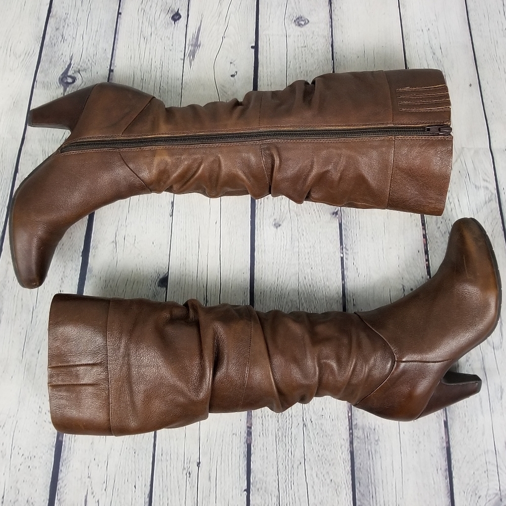 SEKOIA | tall slouchy zip knee high heeled boots